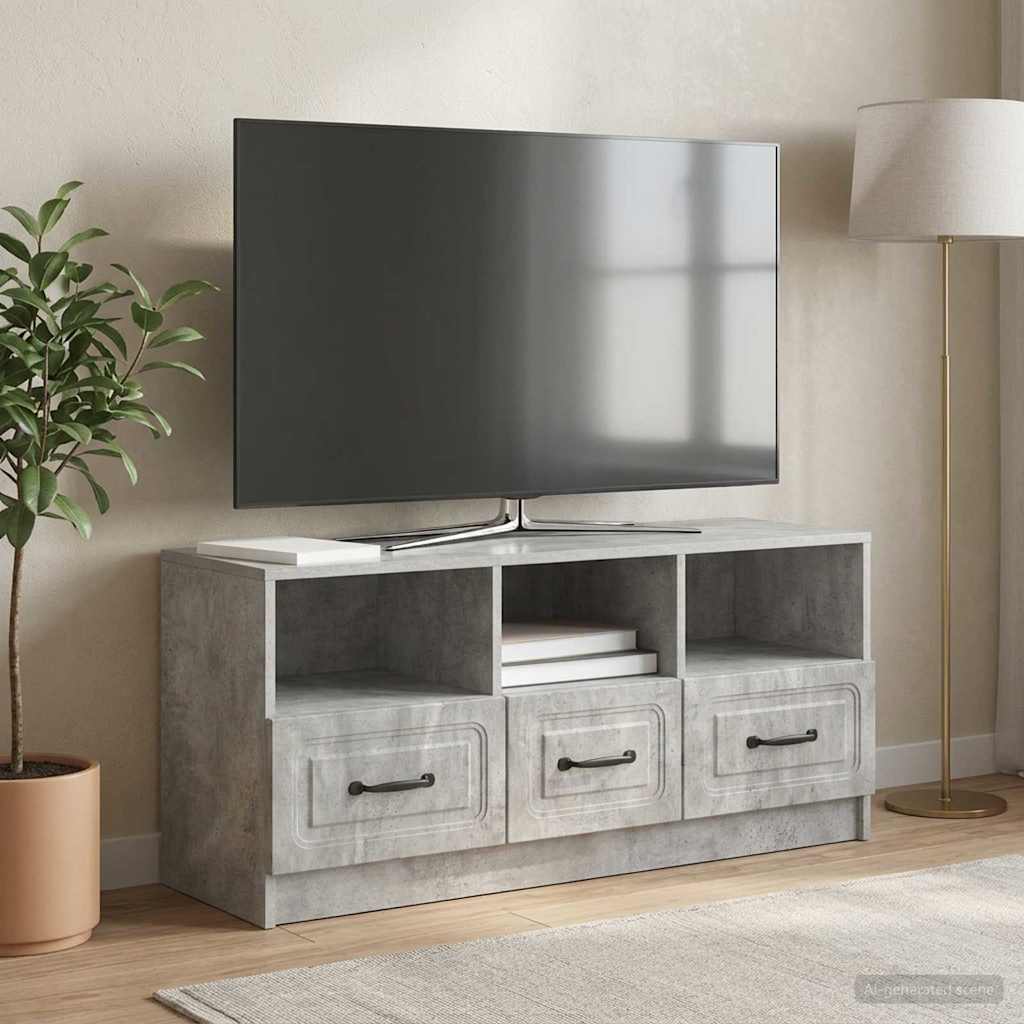 TV-skab med skuffe Betongrå 102 x 34,5 x 47 cm Konstrueret træ
