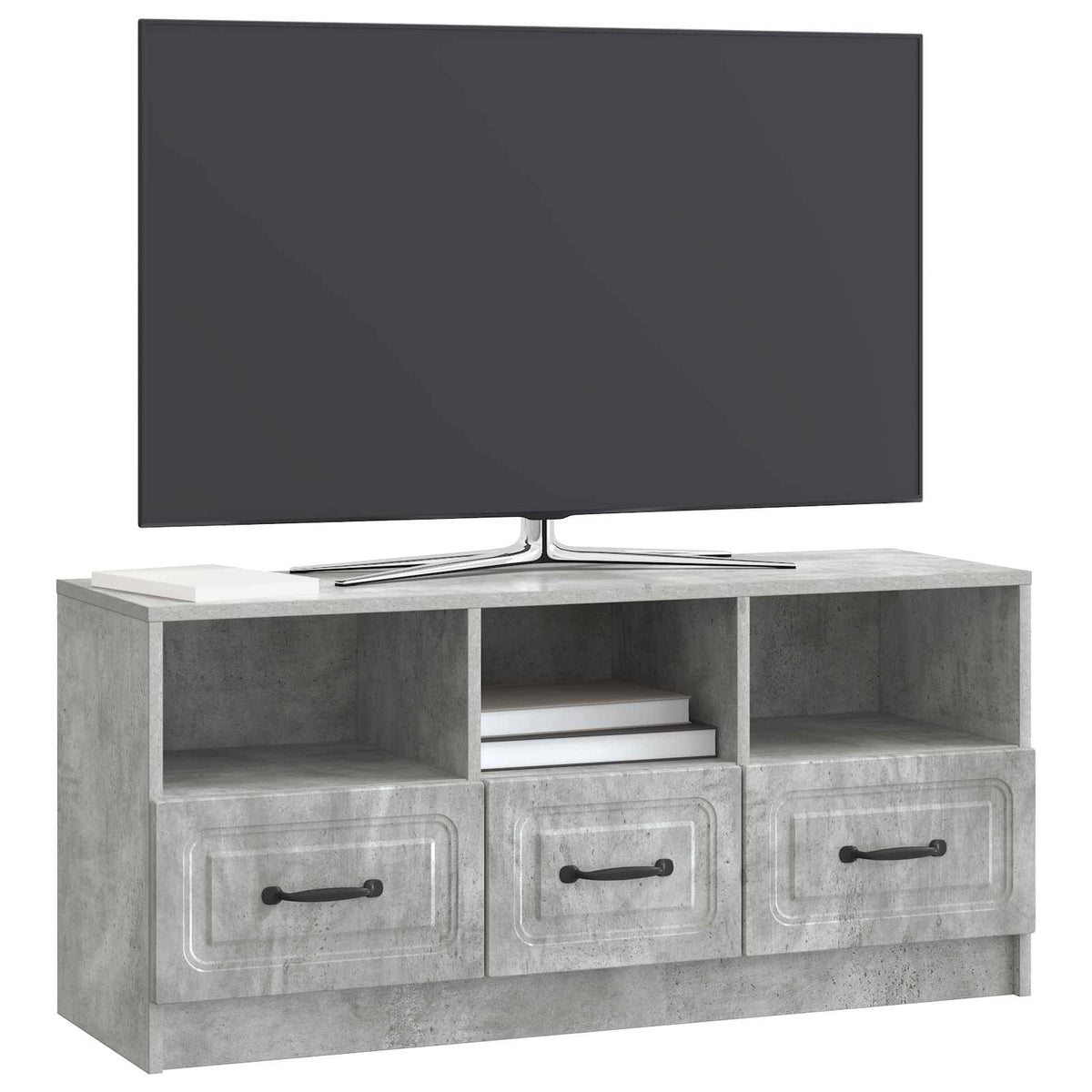 TV-skab med skuffe Betongrå 102 x 34,5 x 47 cm Konstrueret træ