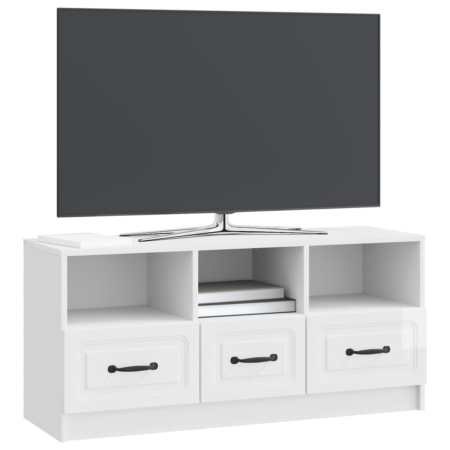TV-skab Hvid højglans 102 x 34,5 x 47 cm Konstrueret træ