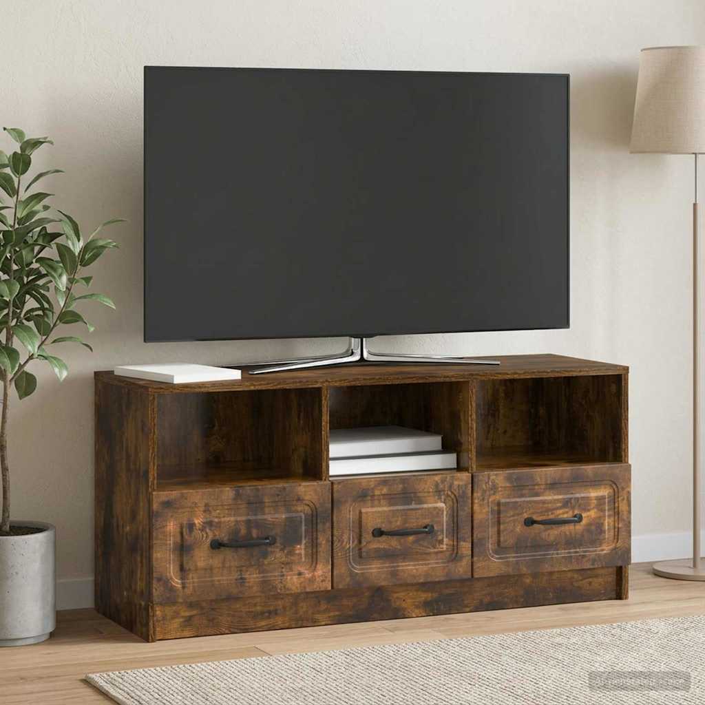 TV-skab med skuffe Røget eg 102 x 34,5 x 47 cm Konstrueret træ