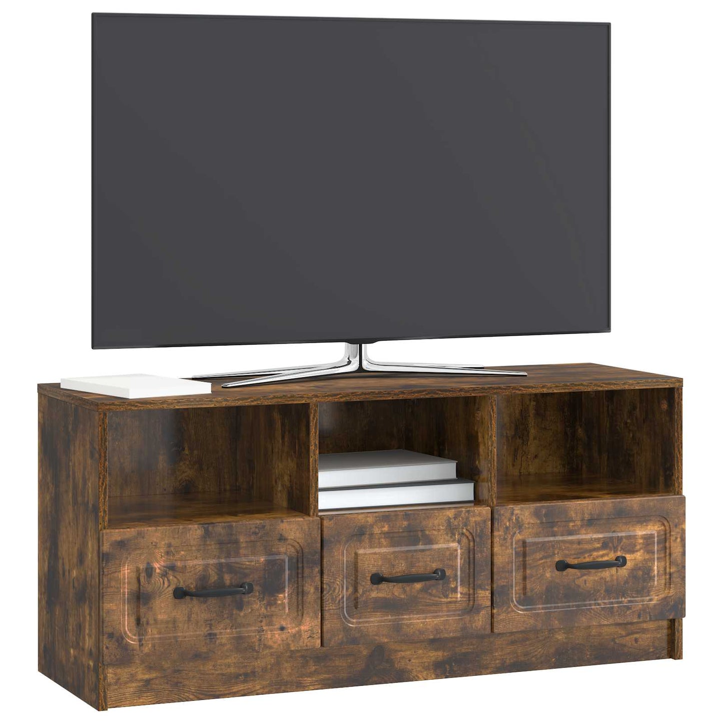 TV-skab med skuffe Røget eg 102 x 34,5 x 47 cm Konstrueret træ