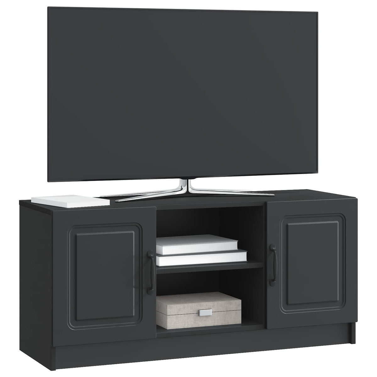 TV-skab Sort 102 x 34,5 x 47 cm Konstrueret træ