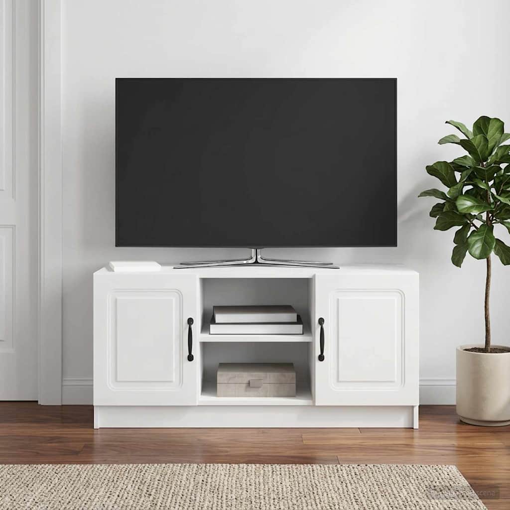 TV-skab Hvid højglans 102 x 34,5 x 47 cm Konstrueret træ