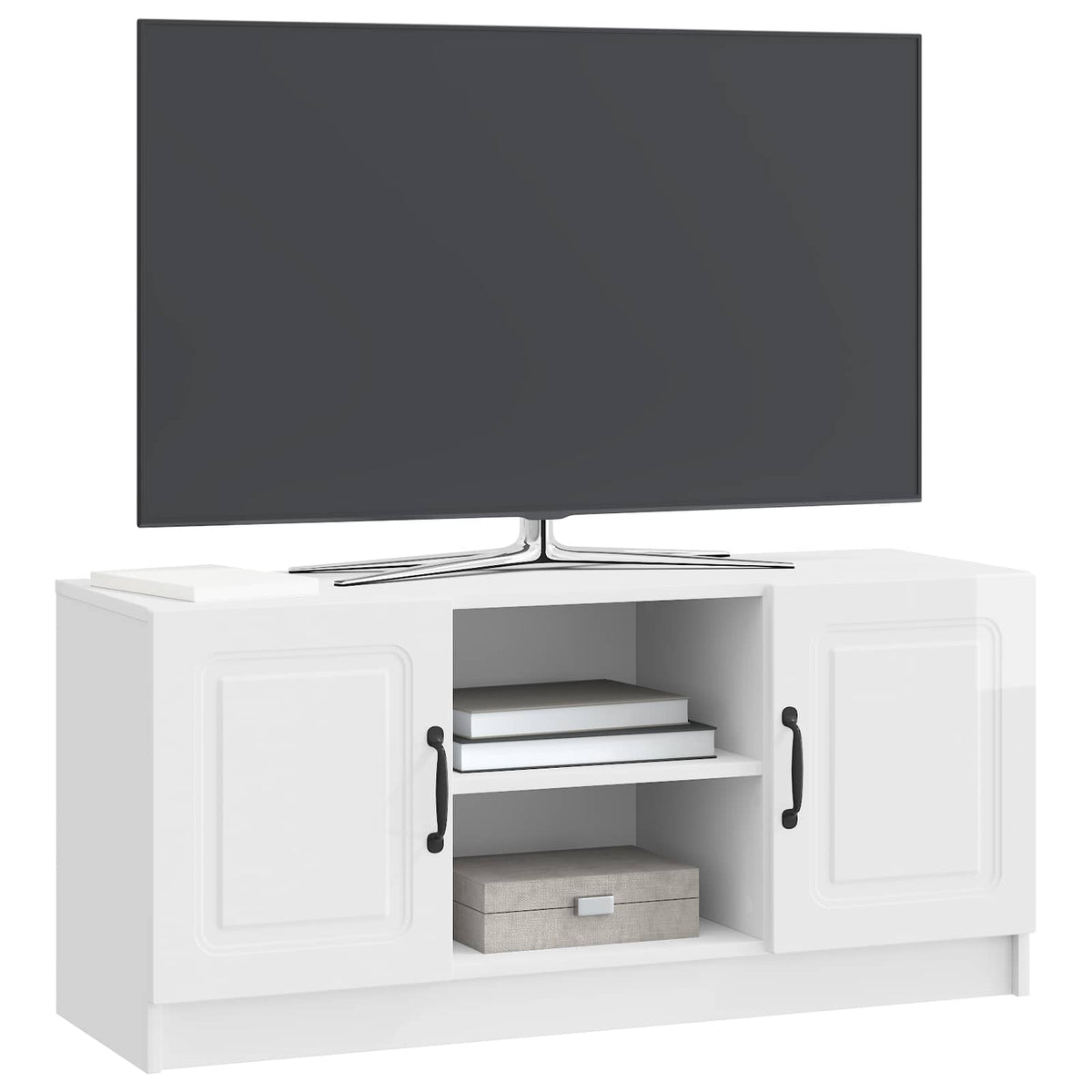 TV-skab Hvid højglans 102 x 34,5 x 47 cm Konstrueret træ