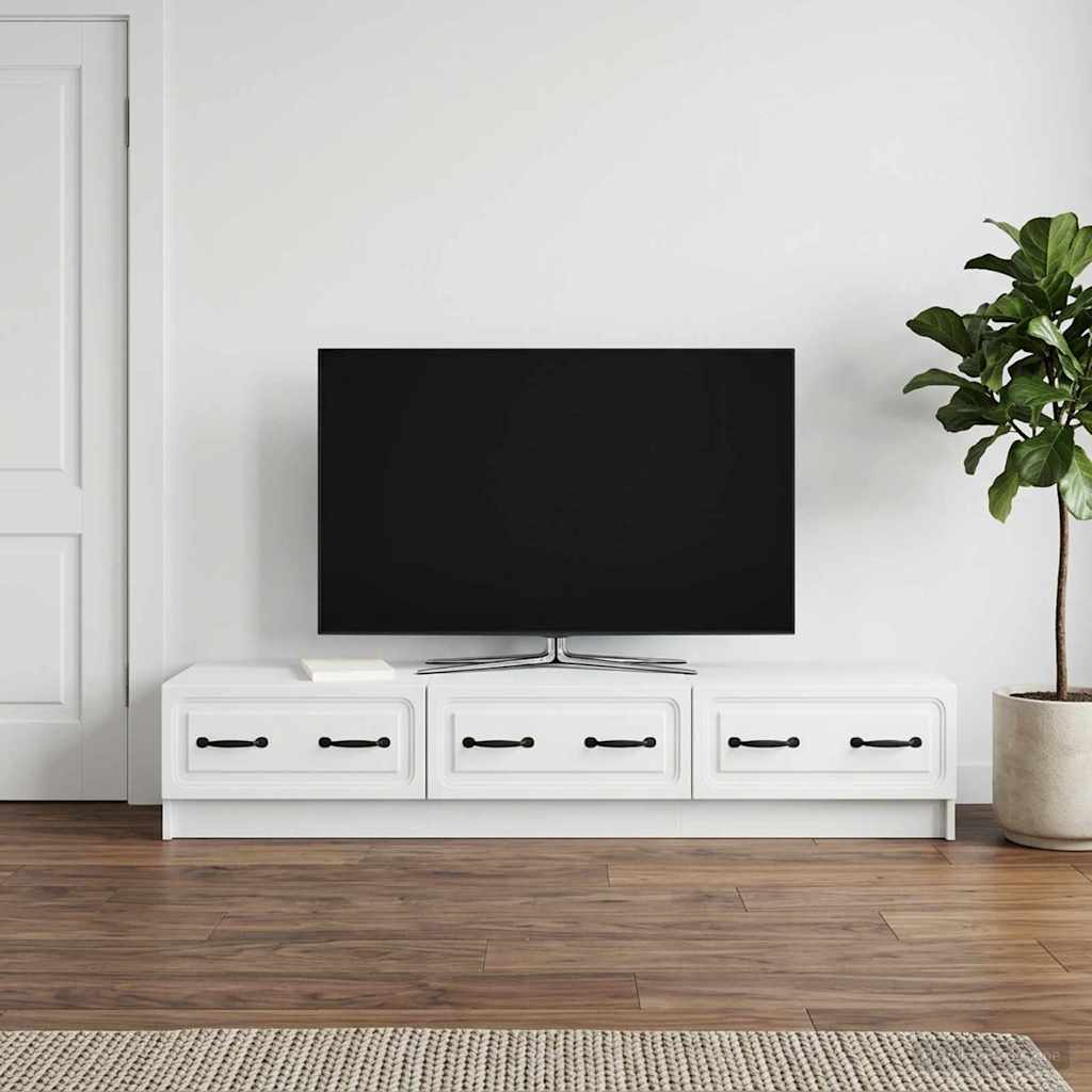 TV-skab med skuffe Hvid 147 x 34,5 x 27 cm Konstrueret træ