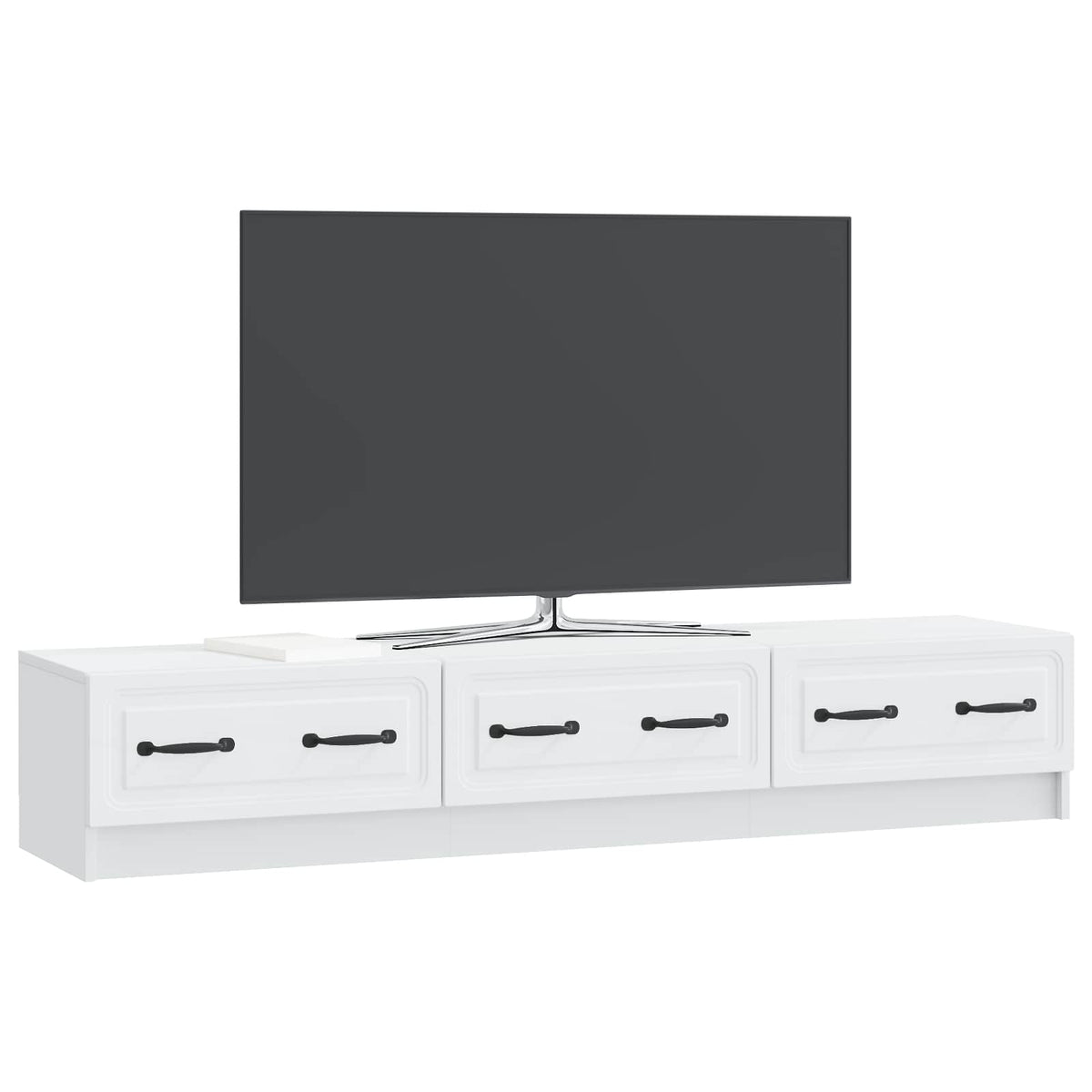 TV-skab med skuffe Hvid 147 x 34,5 x 27 cm Konstrueret træ
