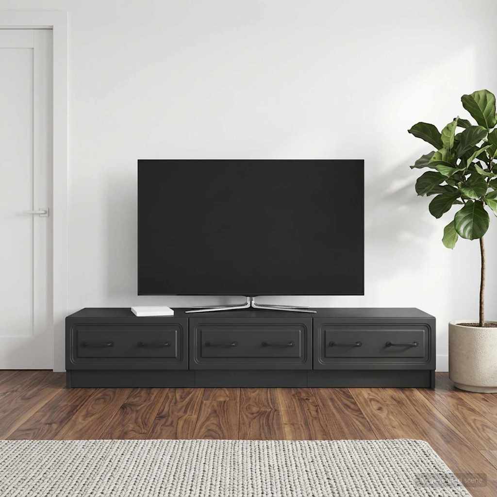 TV-skab 147 x 34,5 x 27 cm Sort Konstrueret træ