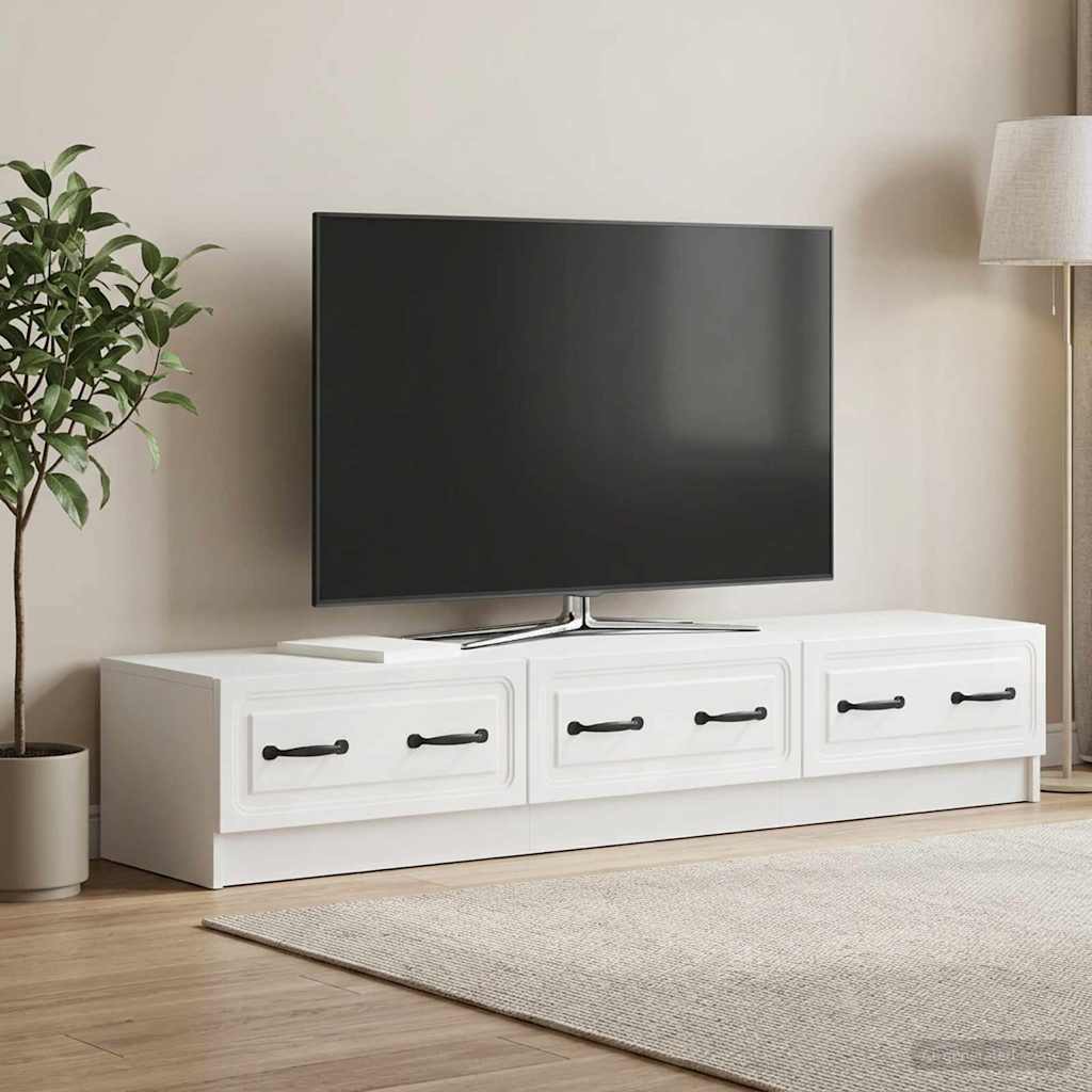 TV-skab 147 x 34,5 x 27 cm Hvid højglans Konstrueret træ
