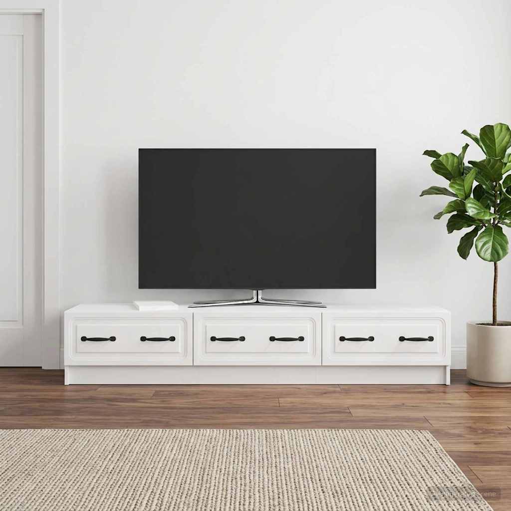 TV-skab 147 x 34,5 x 27 cm Hvid højglans Konstrueret træ