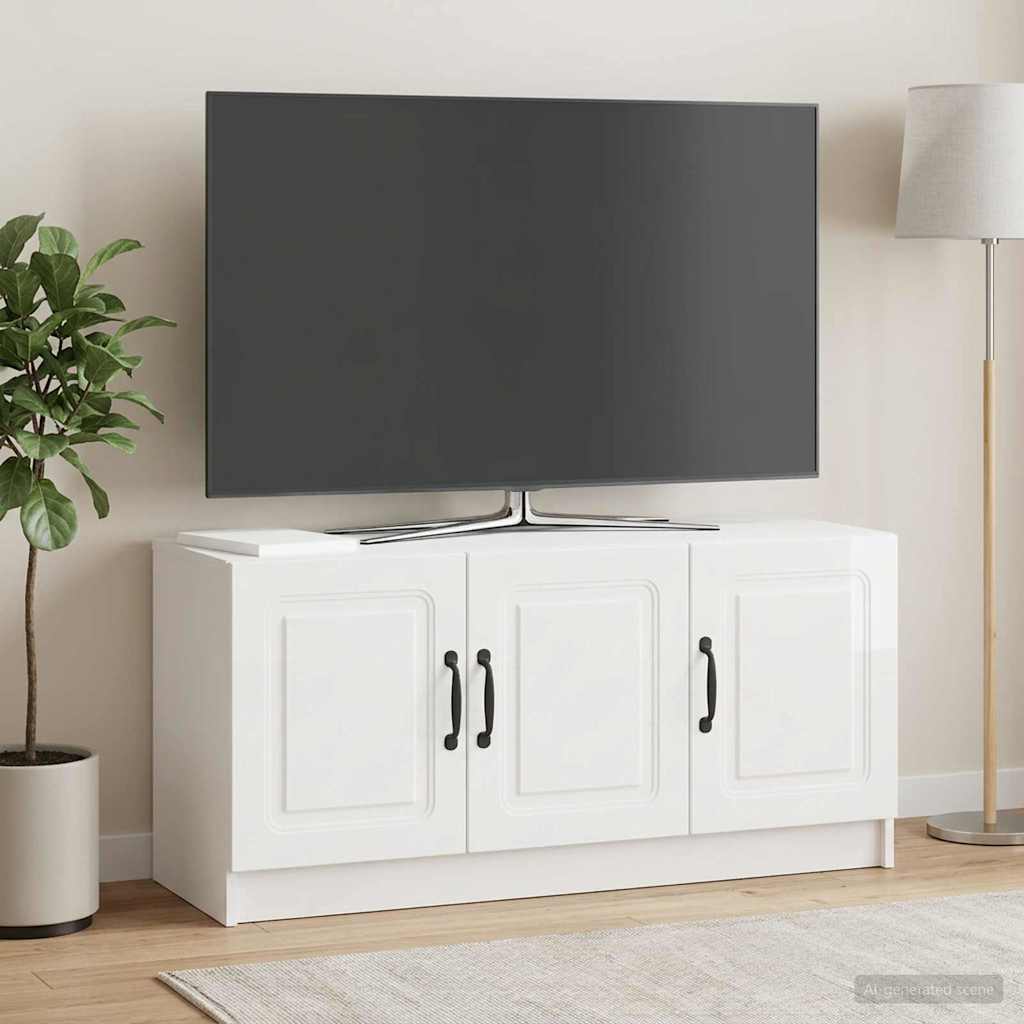 TV-skab Hvid højglans 99 x 34,5 x 47 cm Konstrueret træ
