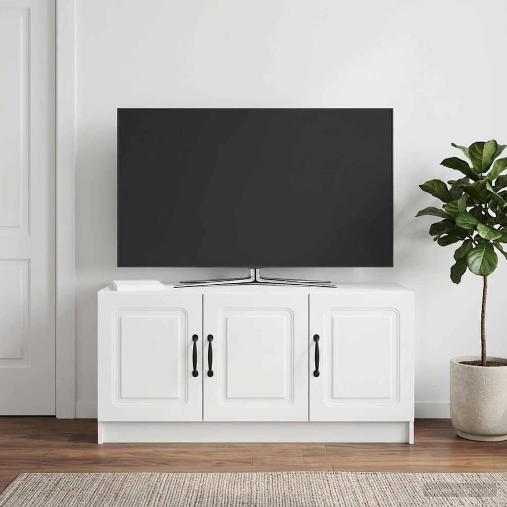 TV-skab Hvid højglans 99 x 34,5 x 47 cm Konstrueret træ