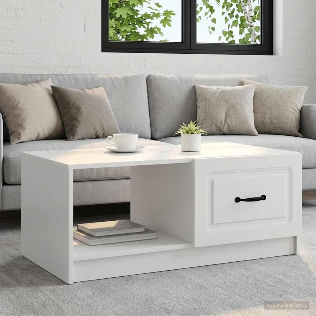 Sofabord Hvid 90 x 50 x 37 cm Konstrueret træ