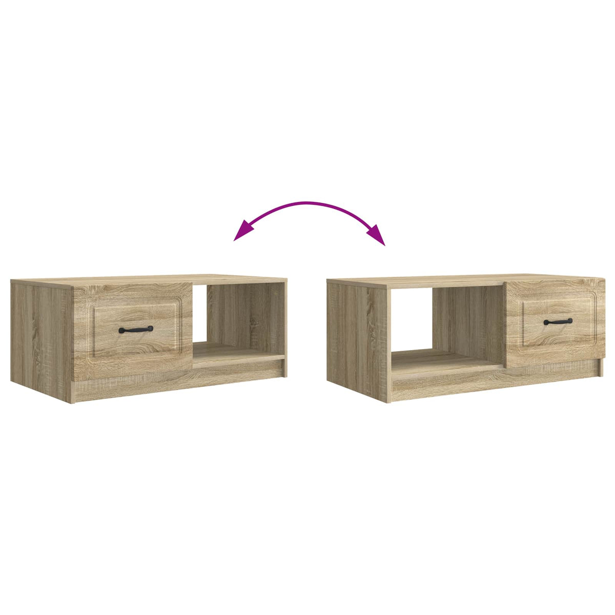 Sofabord Sonoma-eg 90 x 50 x 37 cm Konstrueret træ