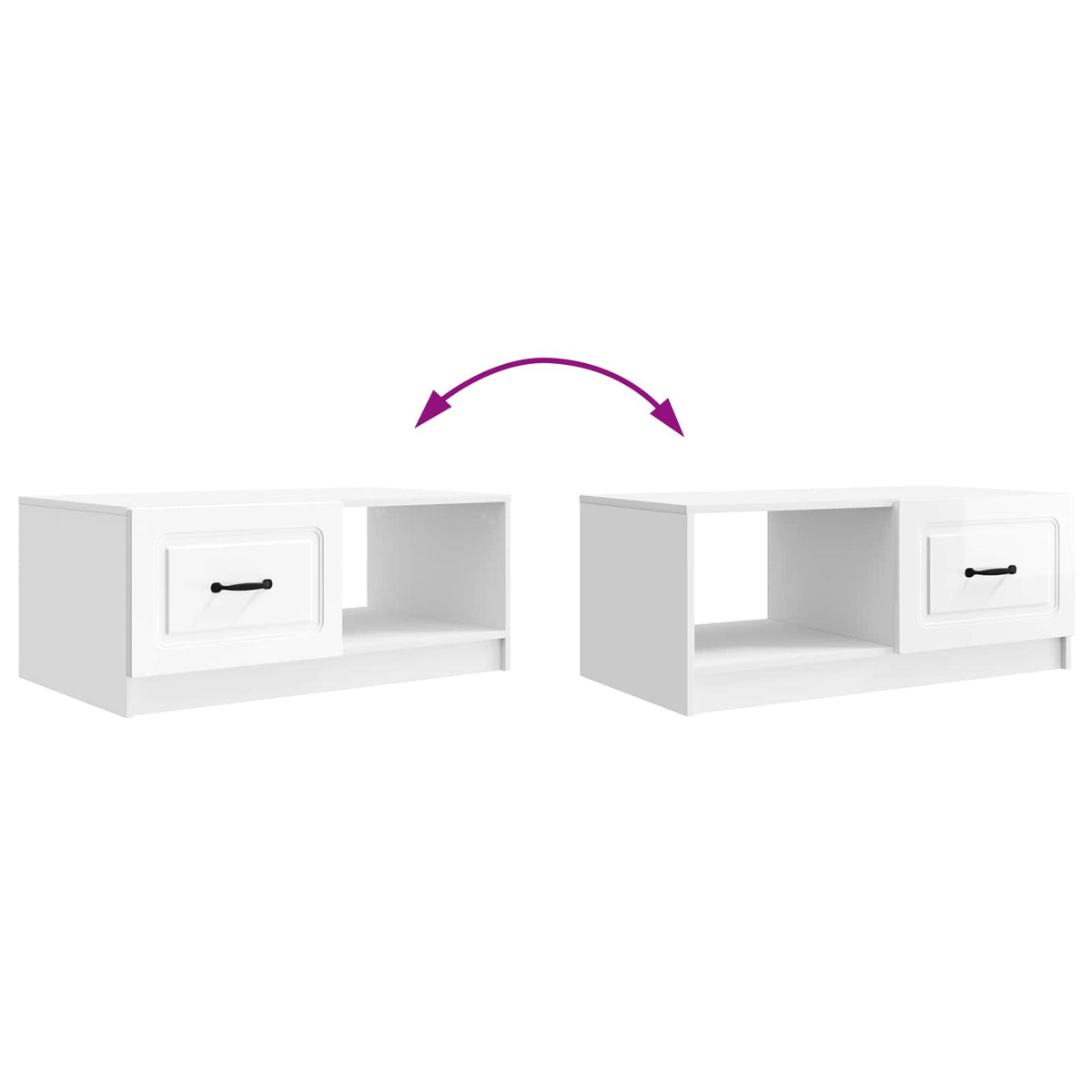 Sofabord Hvid højglans 90 x 50 x 37 cm Konstrueret træ