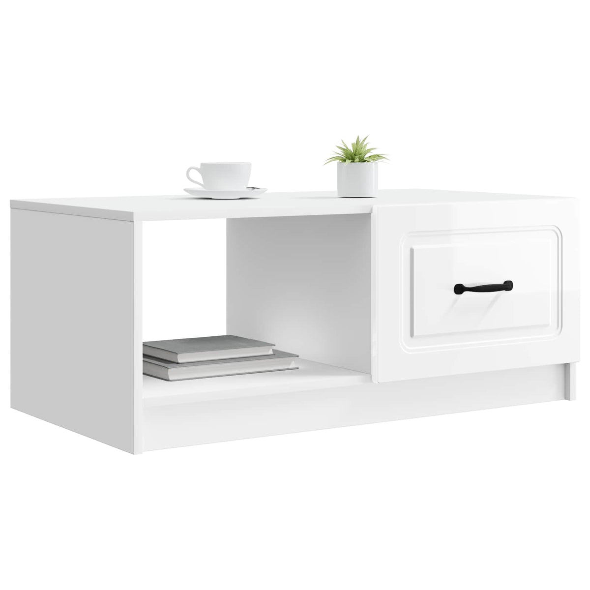 Sofabord Hvid højglans 90 x 50 x 37 cm Konstrueret træ