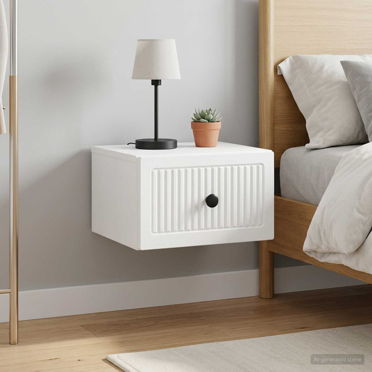 Væghængt Natbord 2 stk. Hvid 33 x 34,5 x 20 cm Konstrueret træ