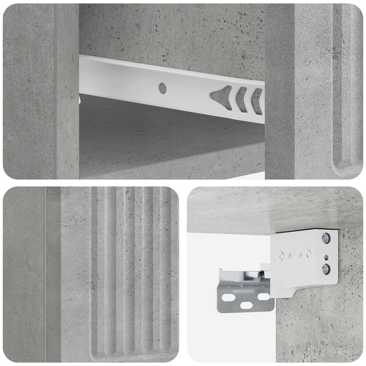Væghængt Natbord Betongrå 33 x 34,5 x 20 cm Konstrueret træ