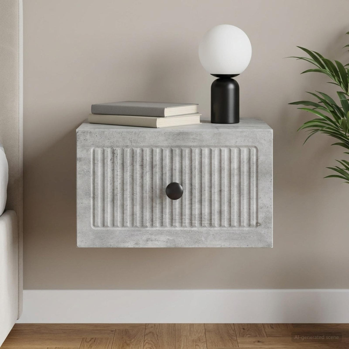 Væghængt Natbord Betongrå 33 x 34,5 x 20 cm Konstrueret træ