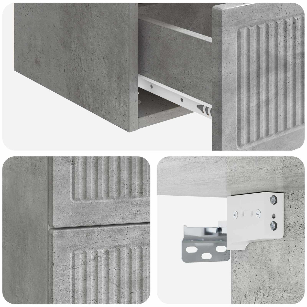Væghængt Natbord Betongrå 33 x 34,5 x 40 cm Konstrueret træ