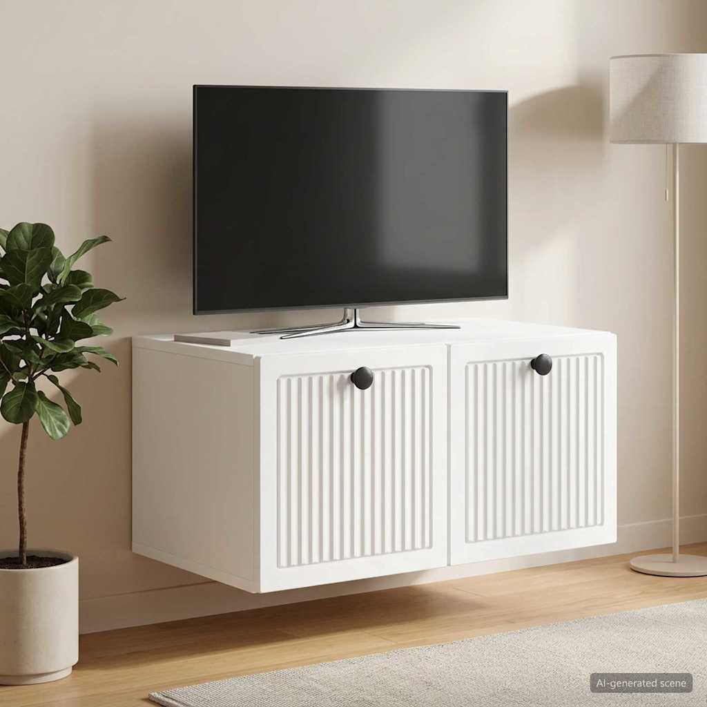 Væghængt TV-skab Hvid 59,5 x 41 x 30 cm Konstrueret træ