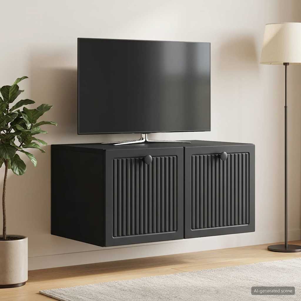 Væghængt TV-skab Sort 59,5 x 41 x 30 cm Konstrueret træ