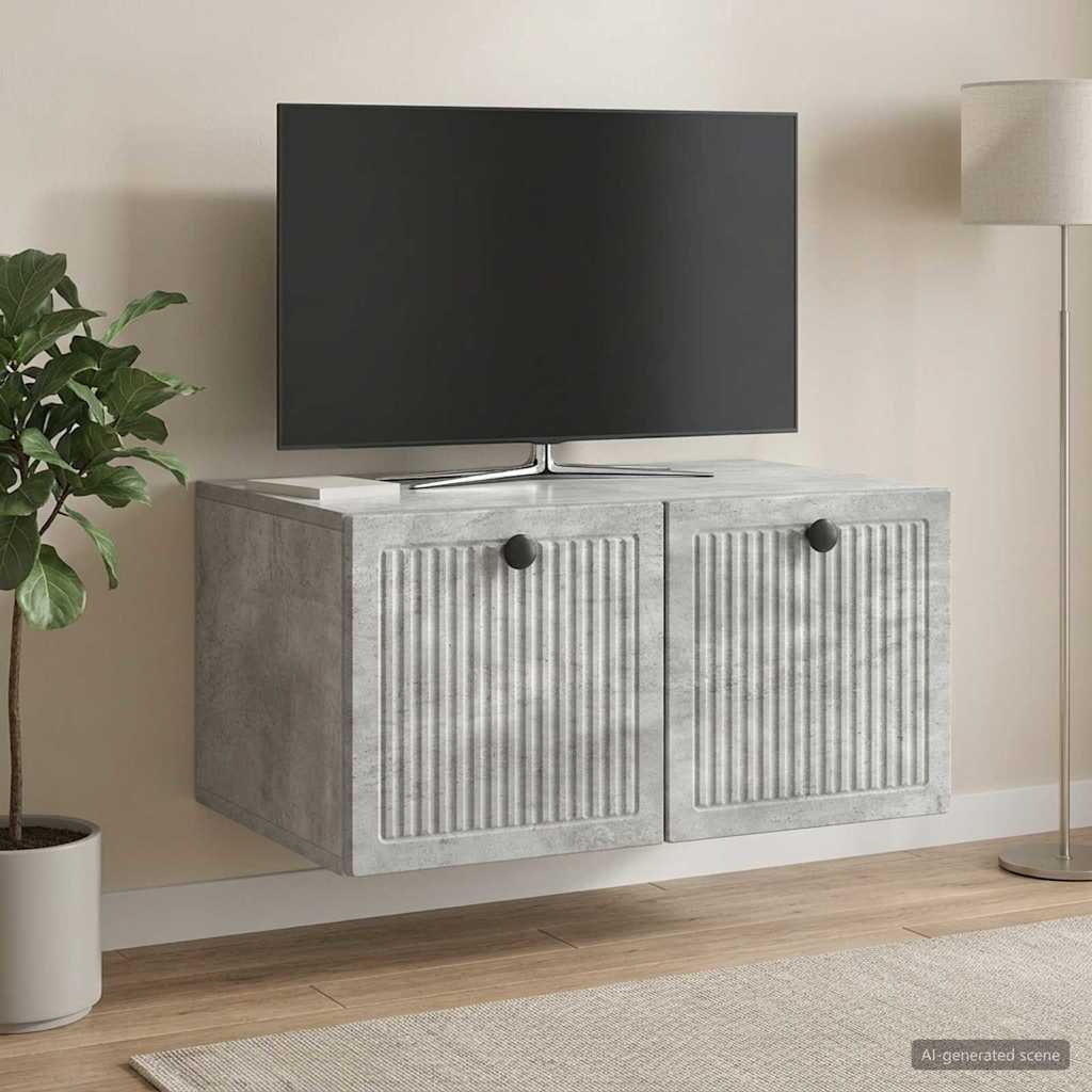 Væghængt TV-skab Betongrå 59,5 x 41 x 30 cm Konstrueret træ