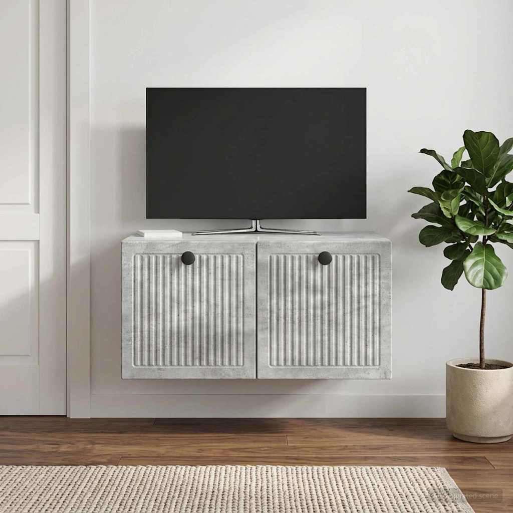 Væghængt TV-skab Betongrå 59,5 x 41 x 30 cm Konstrueret træ