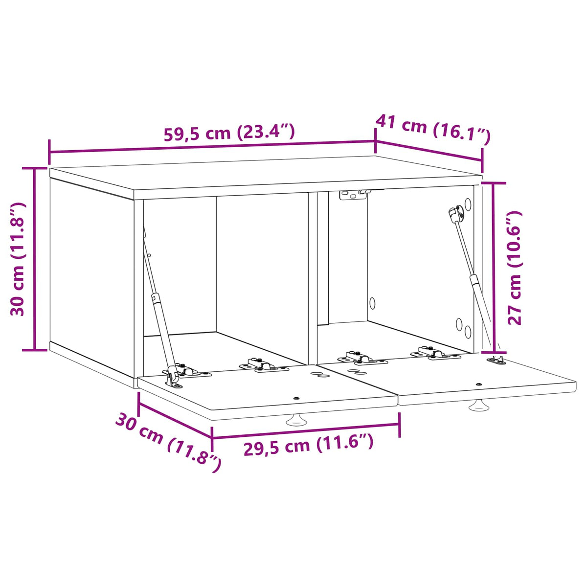 Væghængt TV-skab Gammelt træ 59,5 x 41 x 30 cm Konstrueret træ