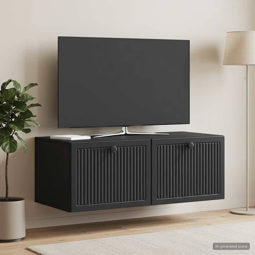 Væghængt TV-skab Sort 78,5 x 41 x 30 cm Konstrueret træ