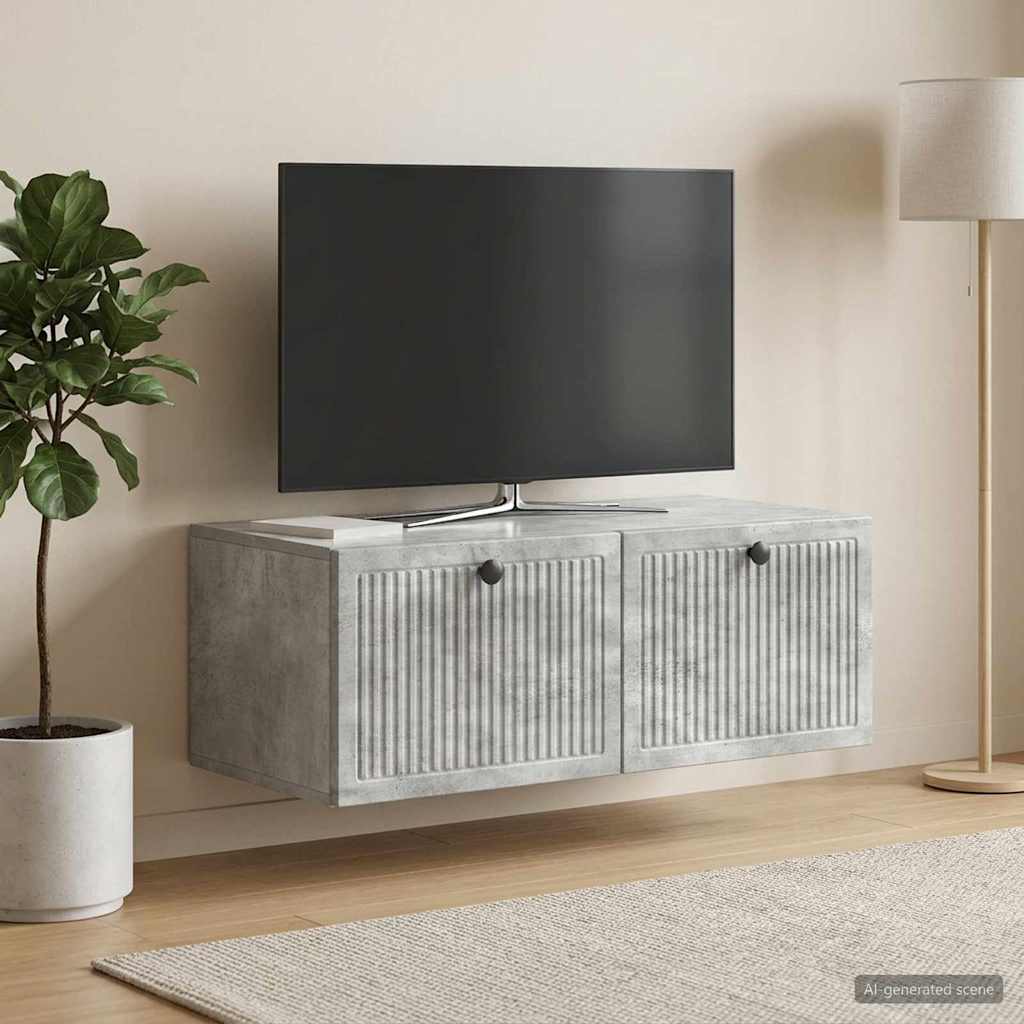 Væghængt TV-skab Betongrå 78,5 x 41 x 30 cm Konstrueret træ