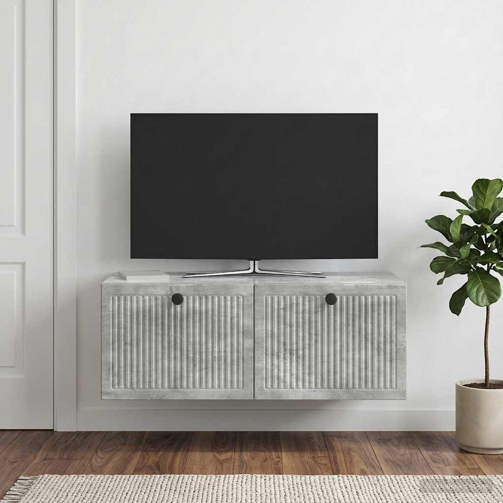 Væghængt TV-skab Betongrå 78,5 x 41 x 30 cm Konstrueret træ