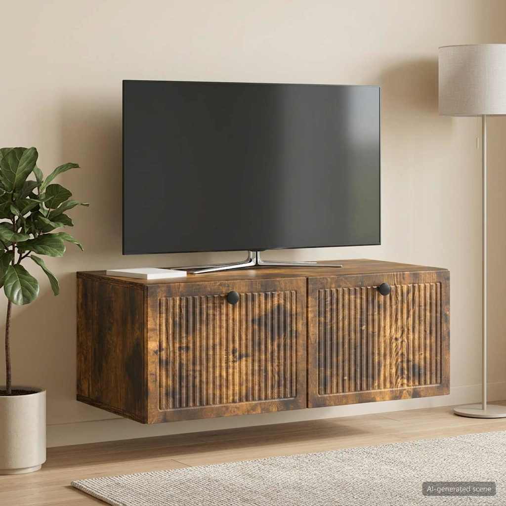 Væghængt TV-skab Røget eg 78,5 x 41 x 30 cm Konstrueret træ
