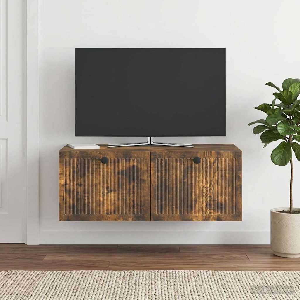 Væghængt TV-skab Røget eg 78,5 x 41 x 30 cm Konstrueret træ