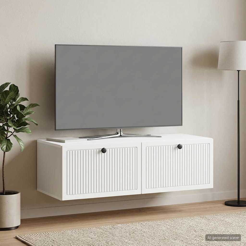 Væghængt TV-skab Hvid 98 x 41 x 30 cm Konstrueret træ