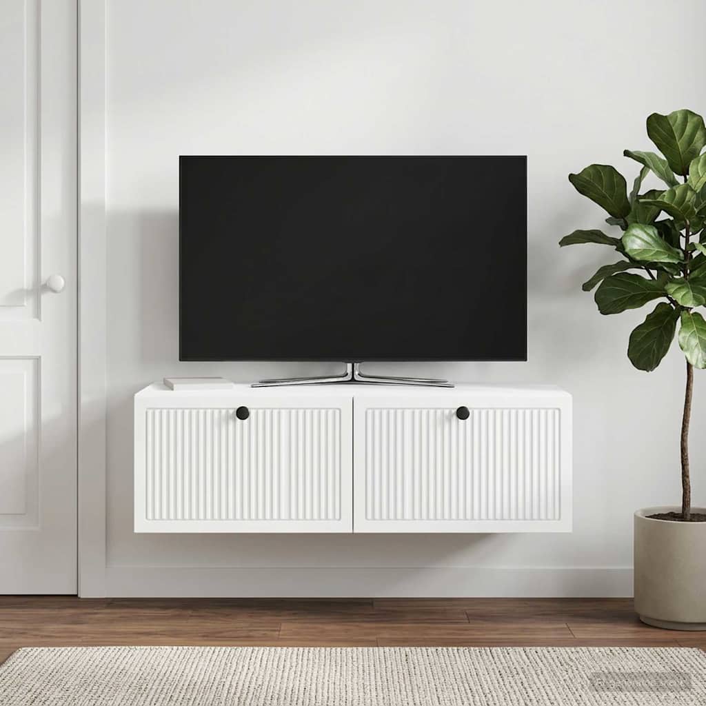 Væghængt TV-skab Hvid 98 x 41 x 30 cm Konstrueret træ