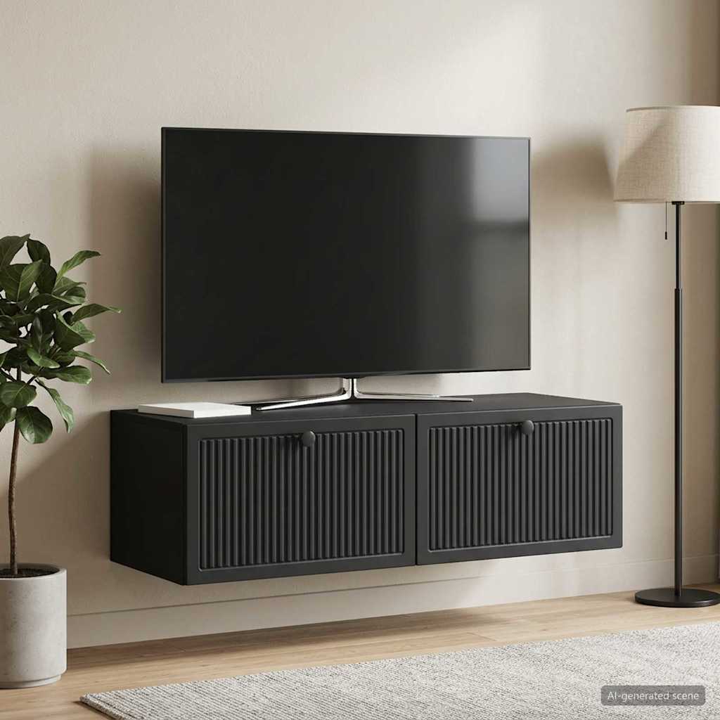 Væghængt TV-skab Sort 98 x 41 x 30 cm Konstrueret træ