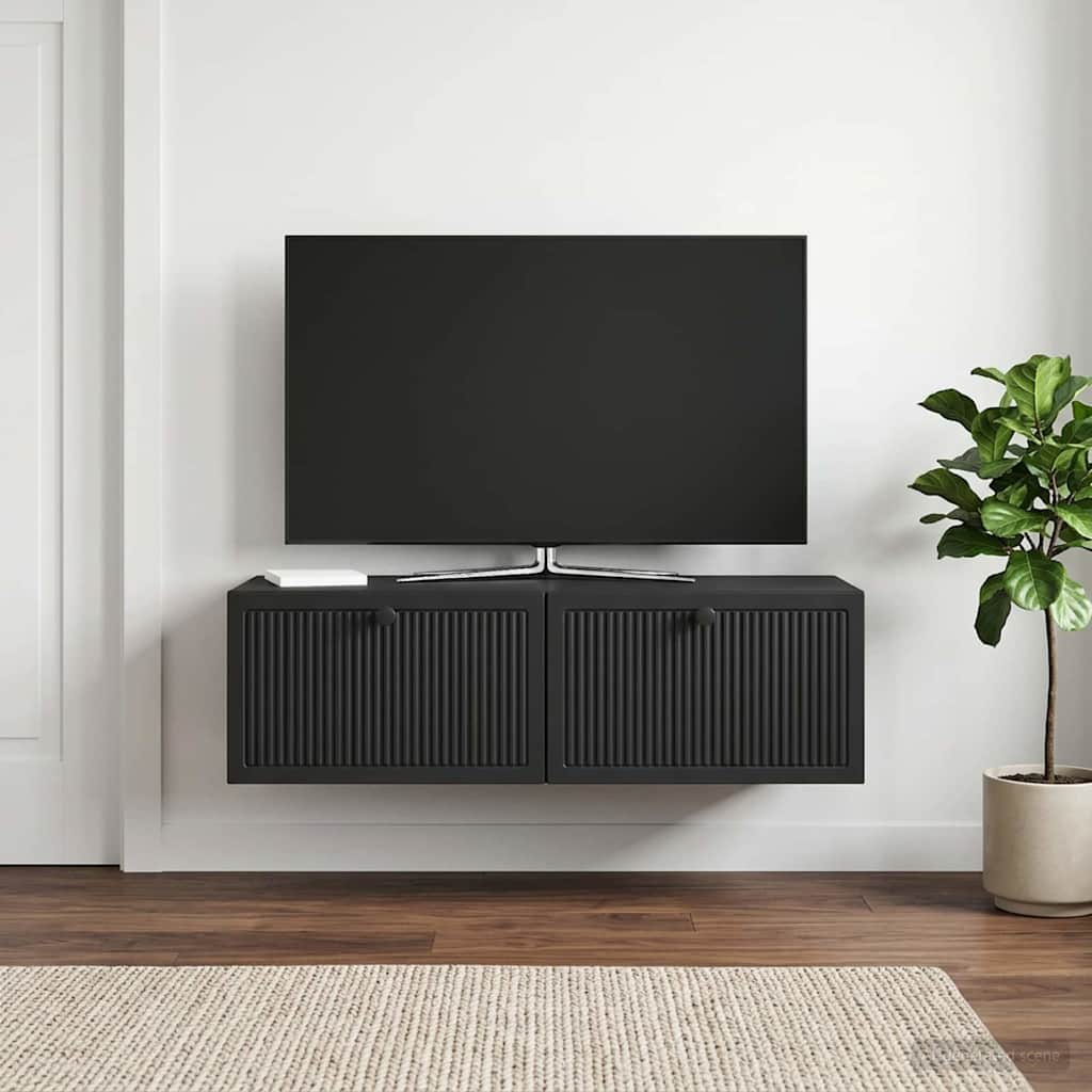 Væghængt TV-skab Sort 98 x 41 x 30 cm Konstrueret træ