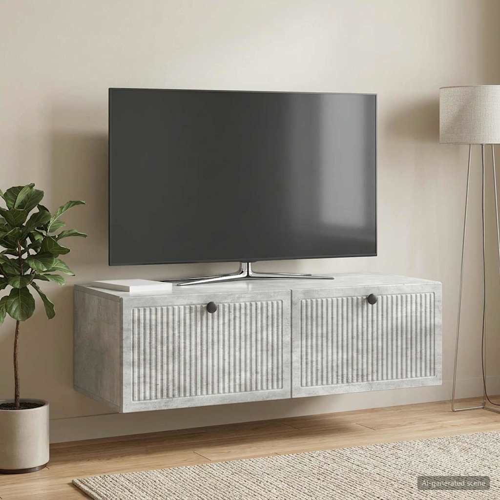 Væghængt TV-skab Betongrå 98 x 41 x 30 cm Konstrueret træ
