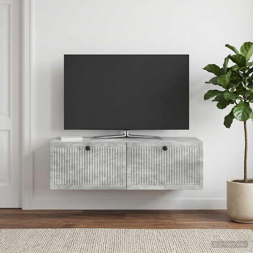Væghængt TV-skab Betongrå 98 x 41 x 30 cm Konstrueret træ