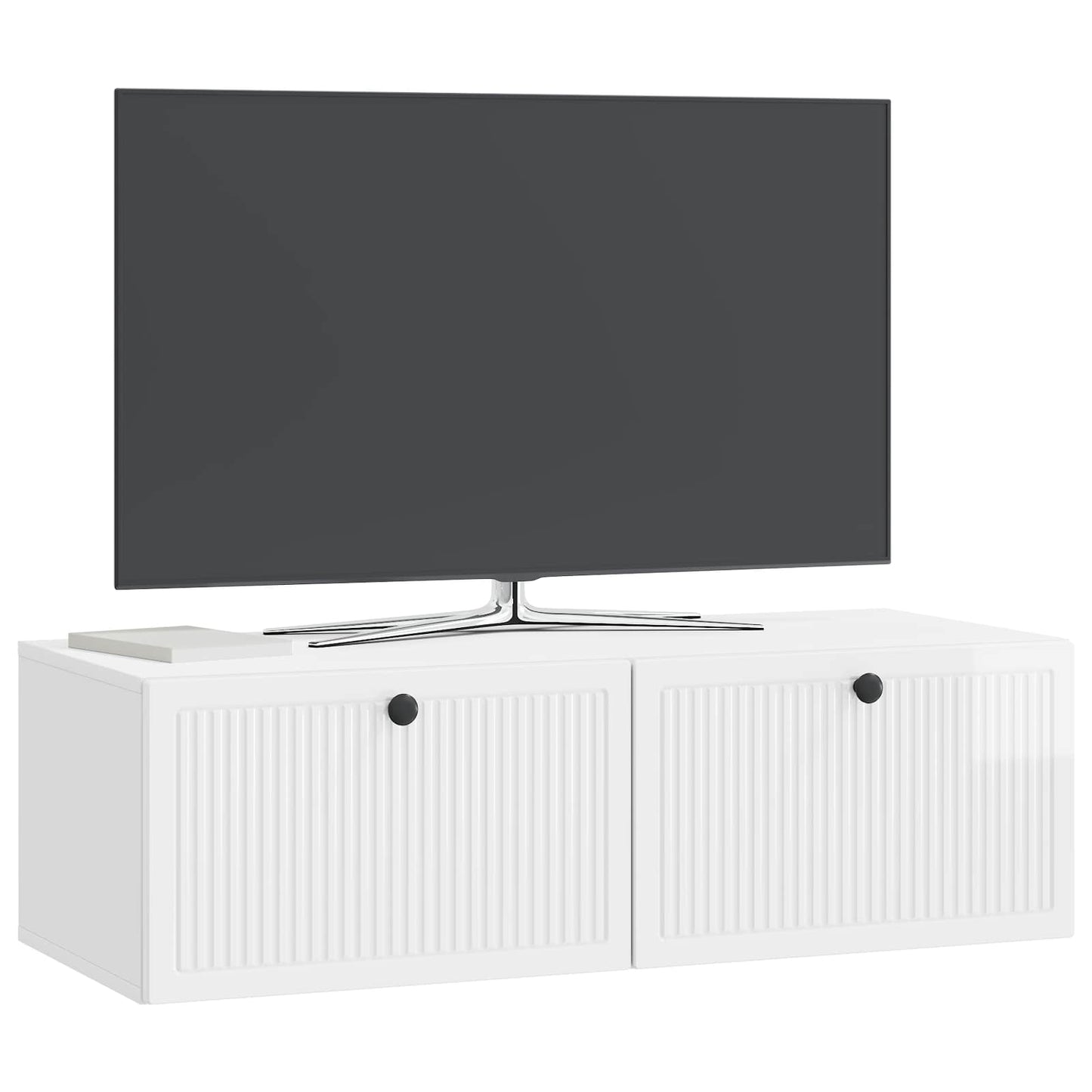 Væghængt TV-skab Hvid højglans 98 x 41 x 30 cm Konstrueret træ