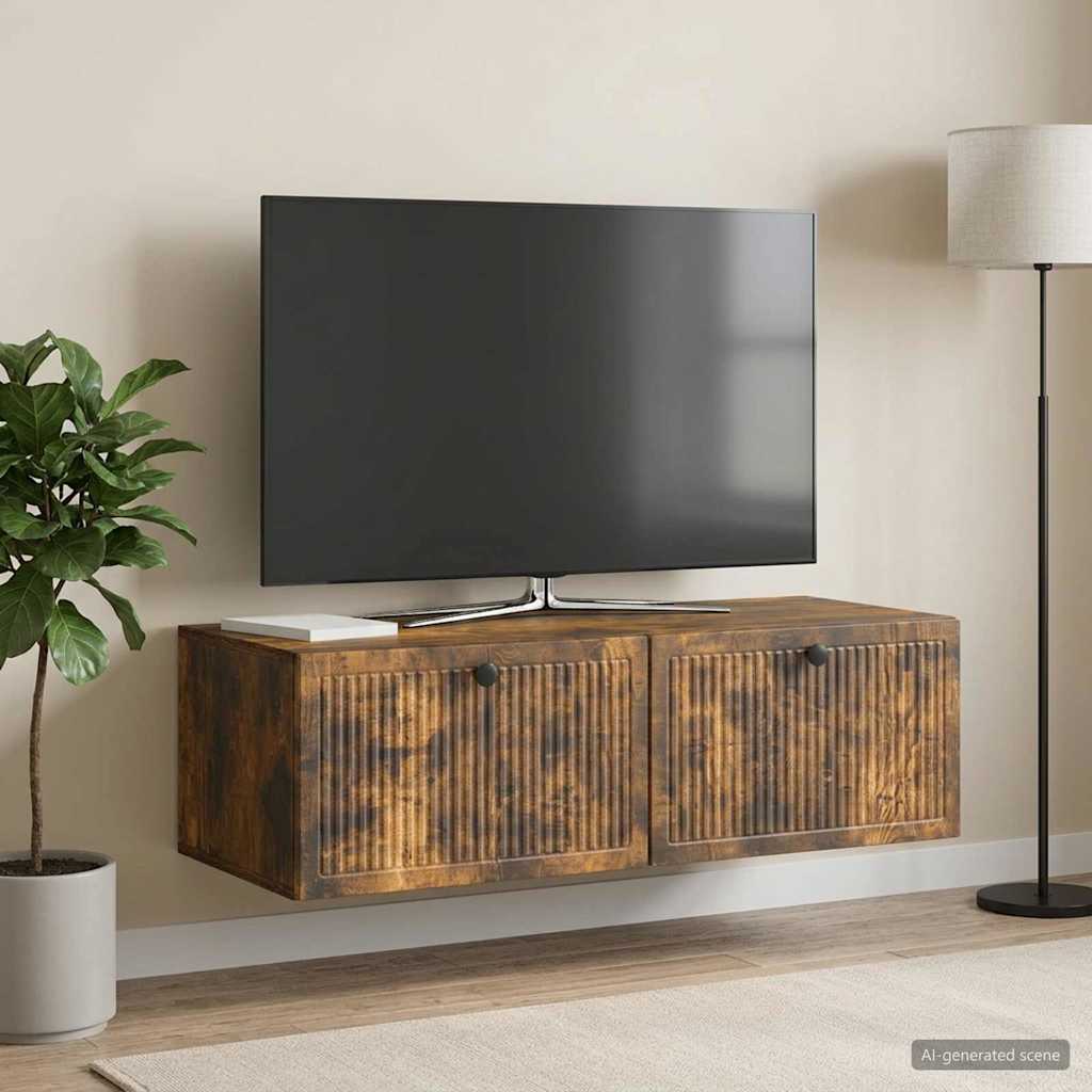 Væghængt TV-skab Røget eg 98 x 41 x 30 cm Konstrueret træ
