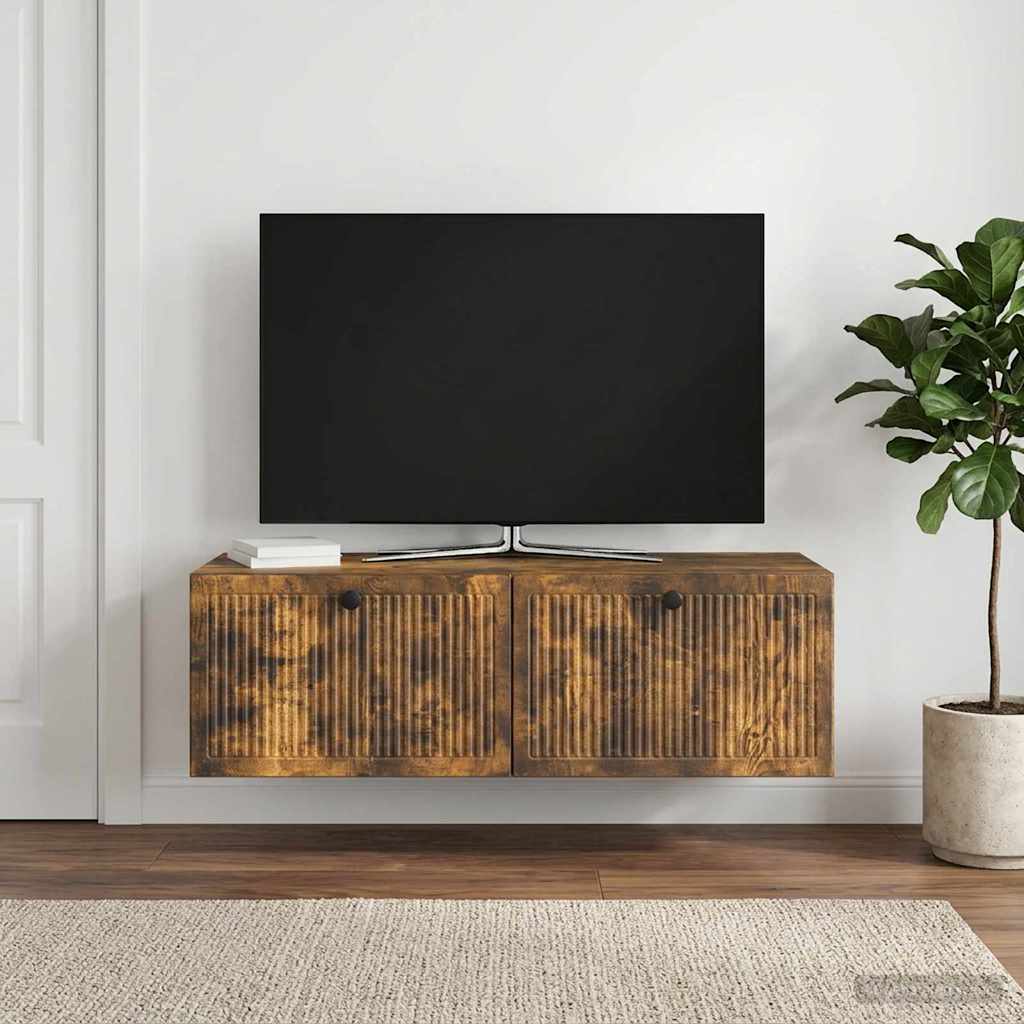 Væghængt TV-skab Røget eg 98 x 41 x 30 cm Konstrueret træ