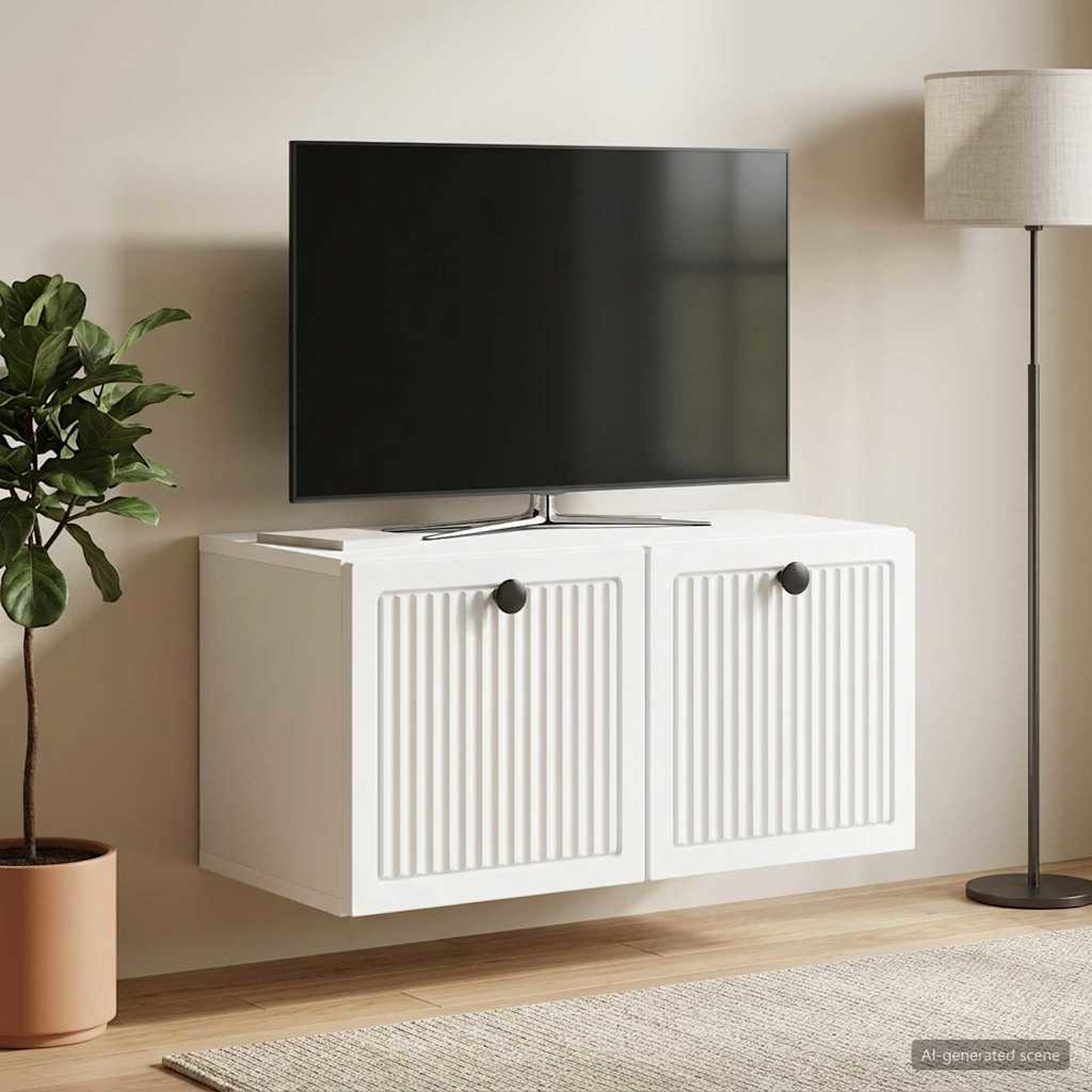Væghængt TV-skab Hvid 59,5 x 31 x 30 cm Konstrueret træ