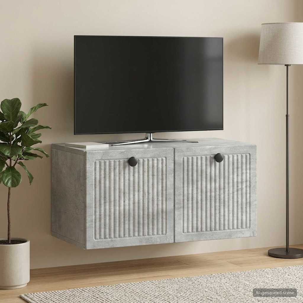 Væghængt TV-skab Betongrå 59,5 x 31 x 30 cm Konstrueret træ