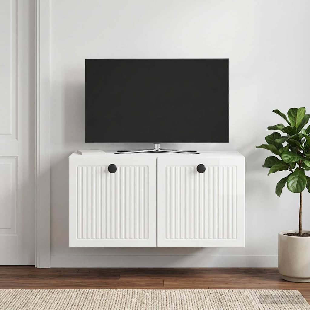 Væghængt TV-skab Vægmonteret Hvid højglans 59,5 x 31 x 30 cm