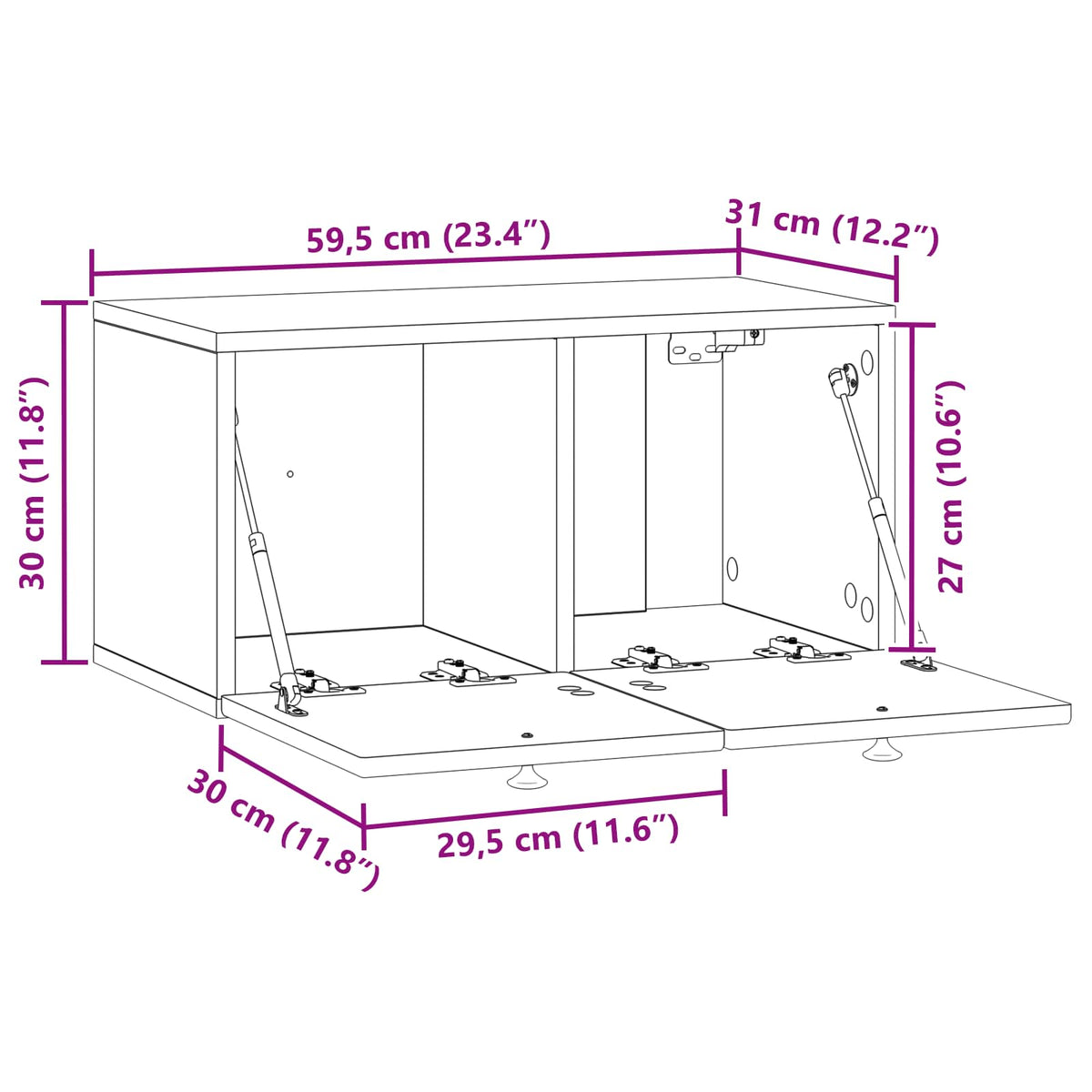 Væghængt TV-skab Røget eg 59,5 x 31 x 30 cm Konstrueret træ