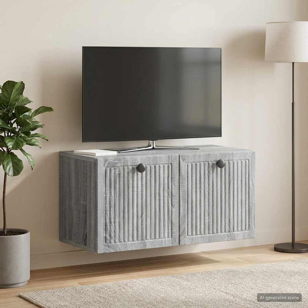 Væghængt TV-skab Vægmonteret Grå sonoma-eg 59,5 x 31 x 30 cm
