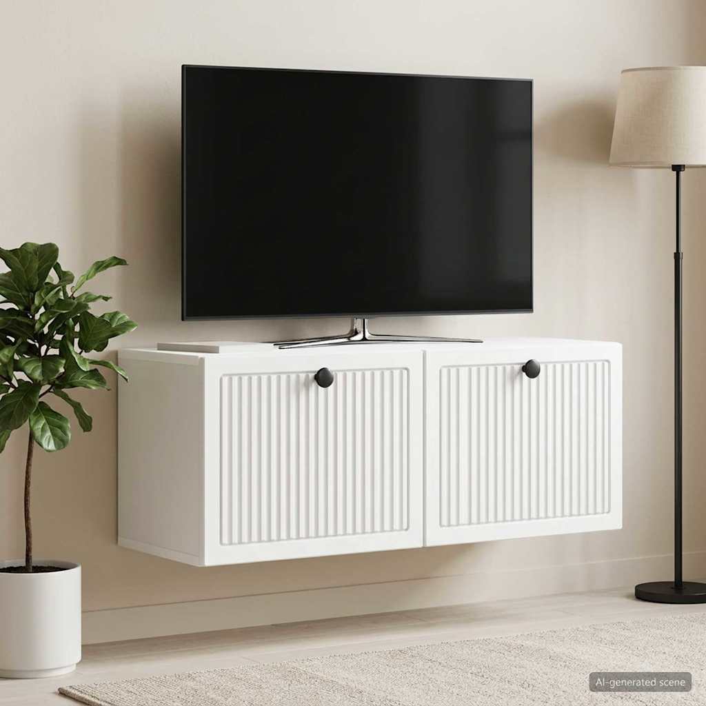 Væghængt TV-skab Hvid 78,5 x 31 x 30 cm Konstrueret træ