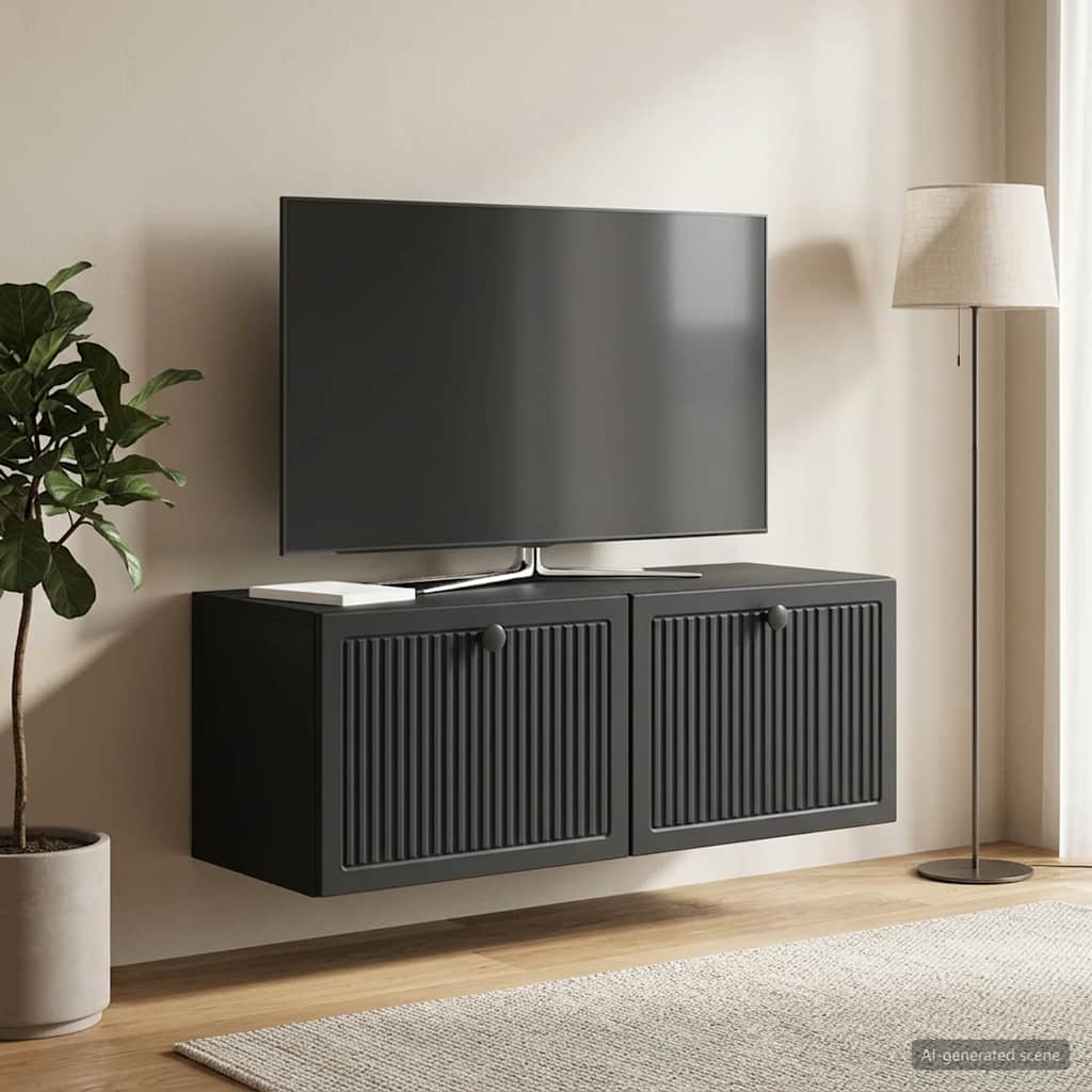 Væghængt TV-skab Sort 78,5 x 31 x 30 cm Konstrueret træ