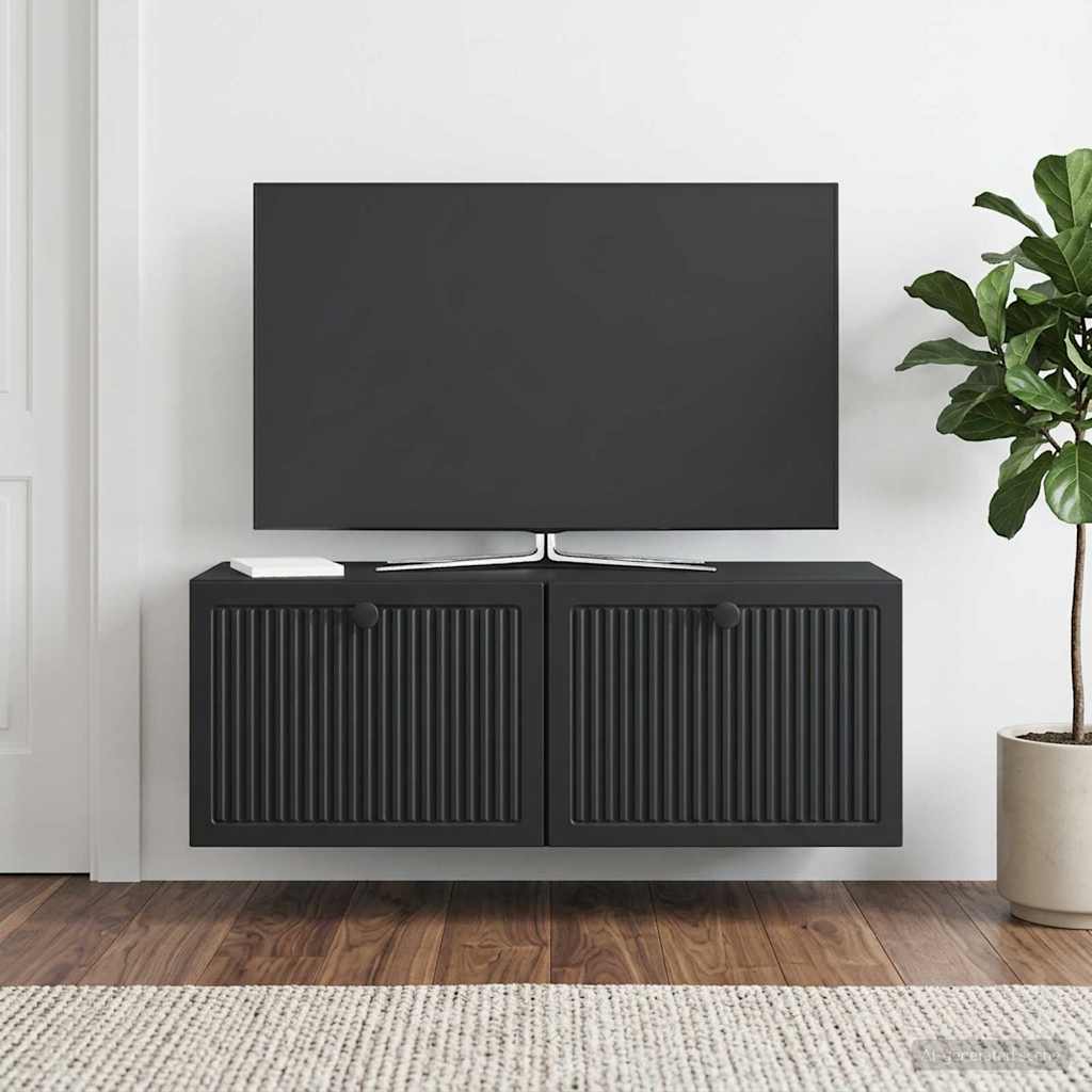 Væghængt TV-skab Sort 78,5 x 31 x 30 cm Konstrueret træ